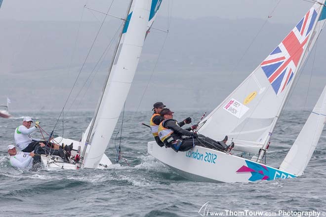 Percy and Simpson (GBR) on day 3 - London 2012 Olympic Sailing Competition © Thom Touw http://www.thomtouw.com